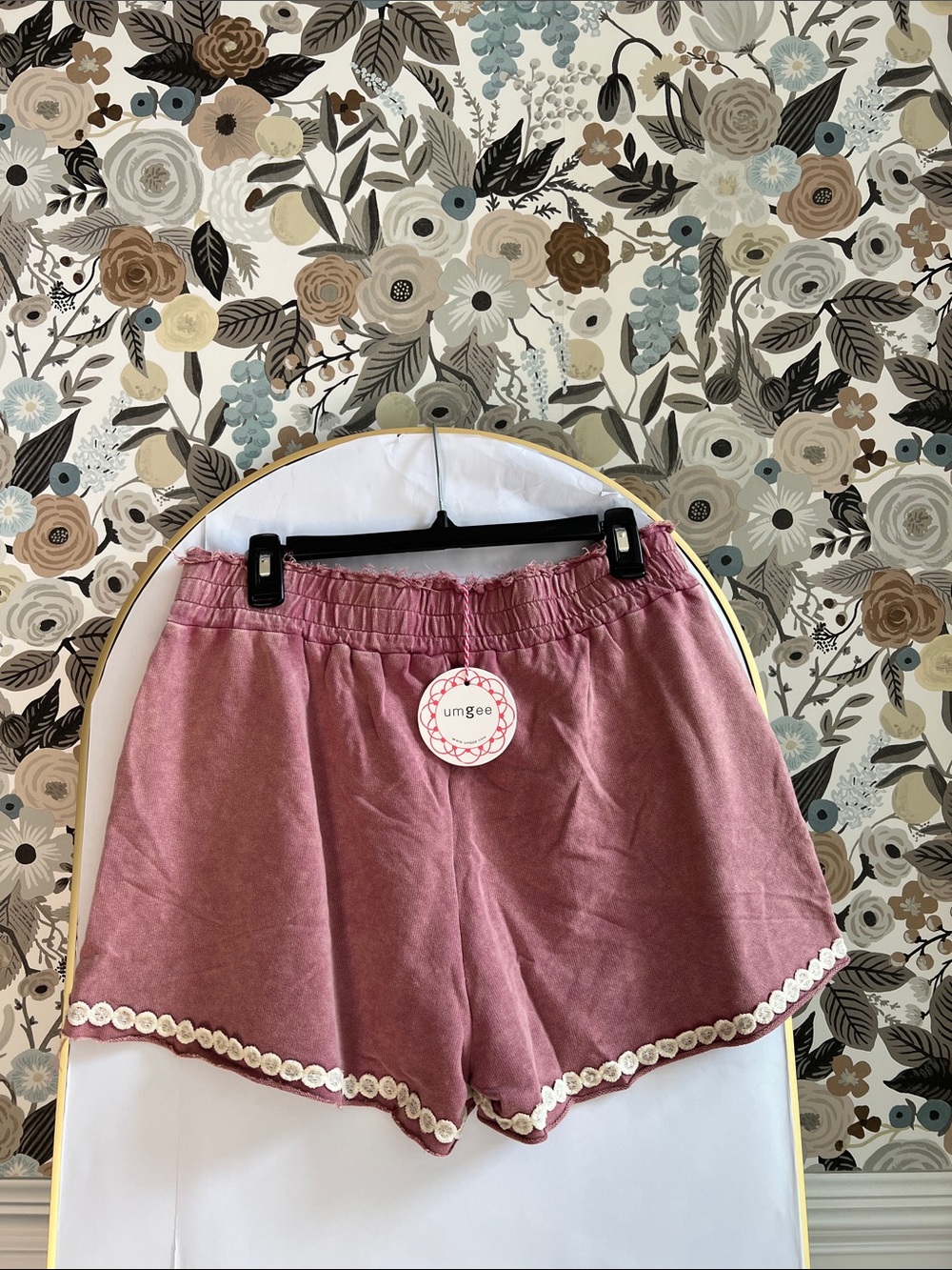 Umgee pink Peace Sign French Terry Shorts - Picture 3 of 3
